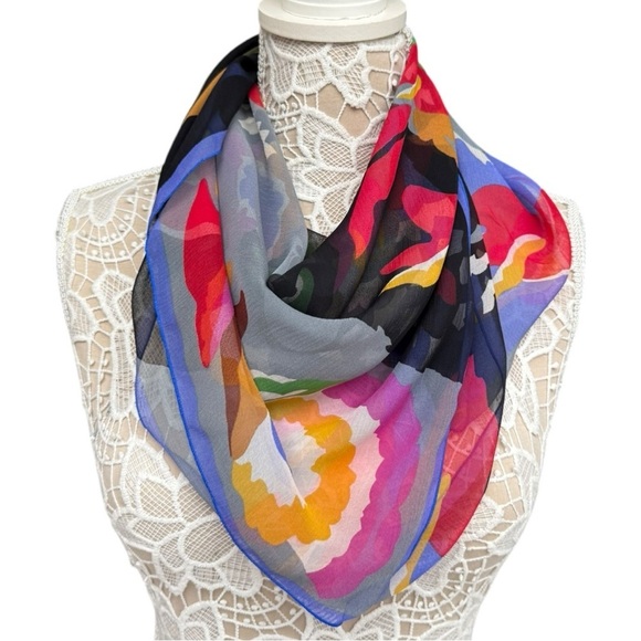 Cacharel LouLou Matching Scarf Set – Sheer Large & Smaller Poly Square - Picture 3 of 12